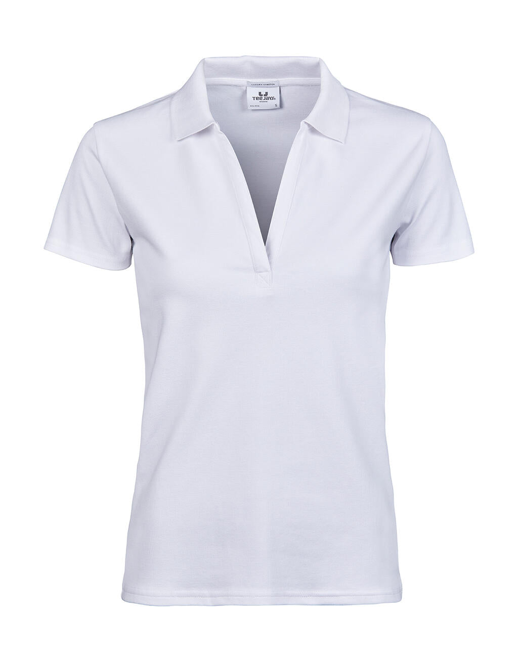  Women's Luxury Stretch V Polo in Farbe White