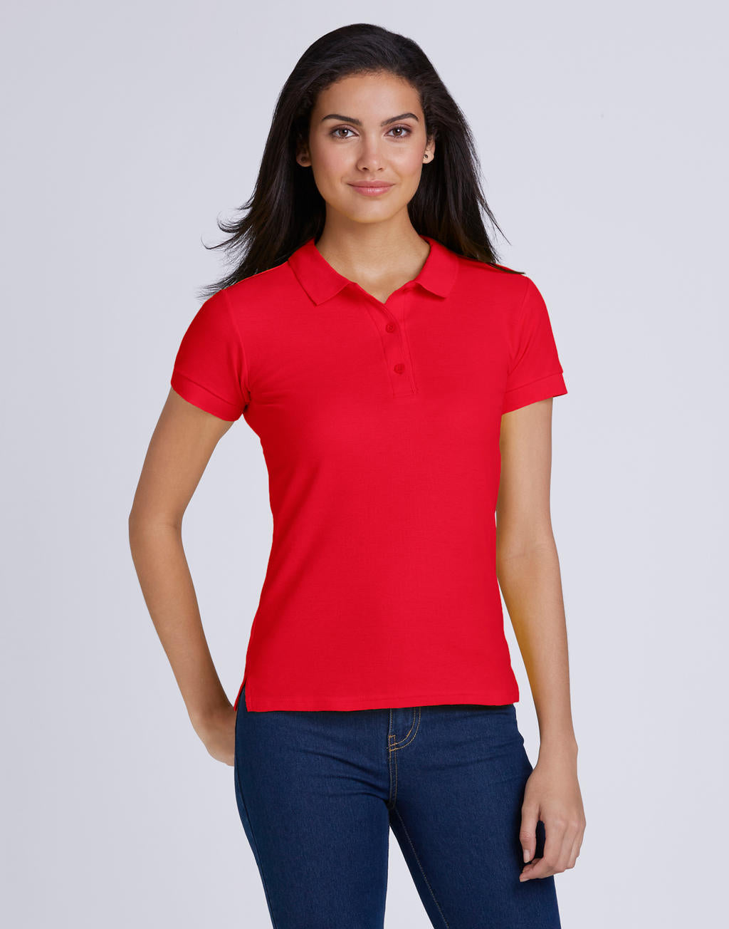  Premium Cotton Ladies' Double Piqué Polo in Farbe White
