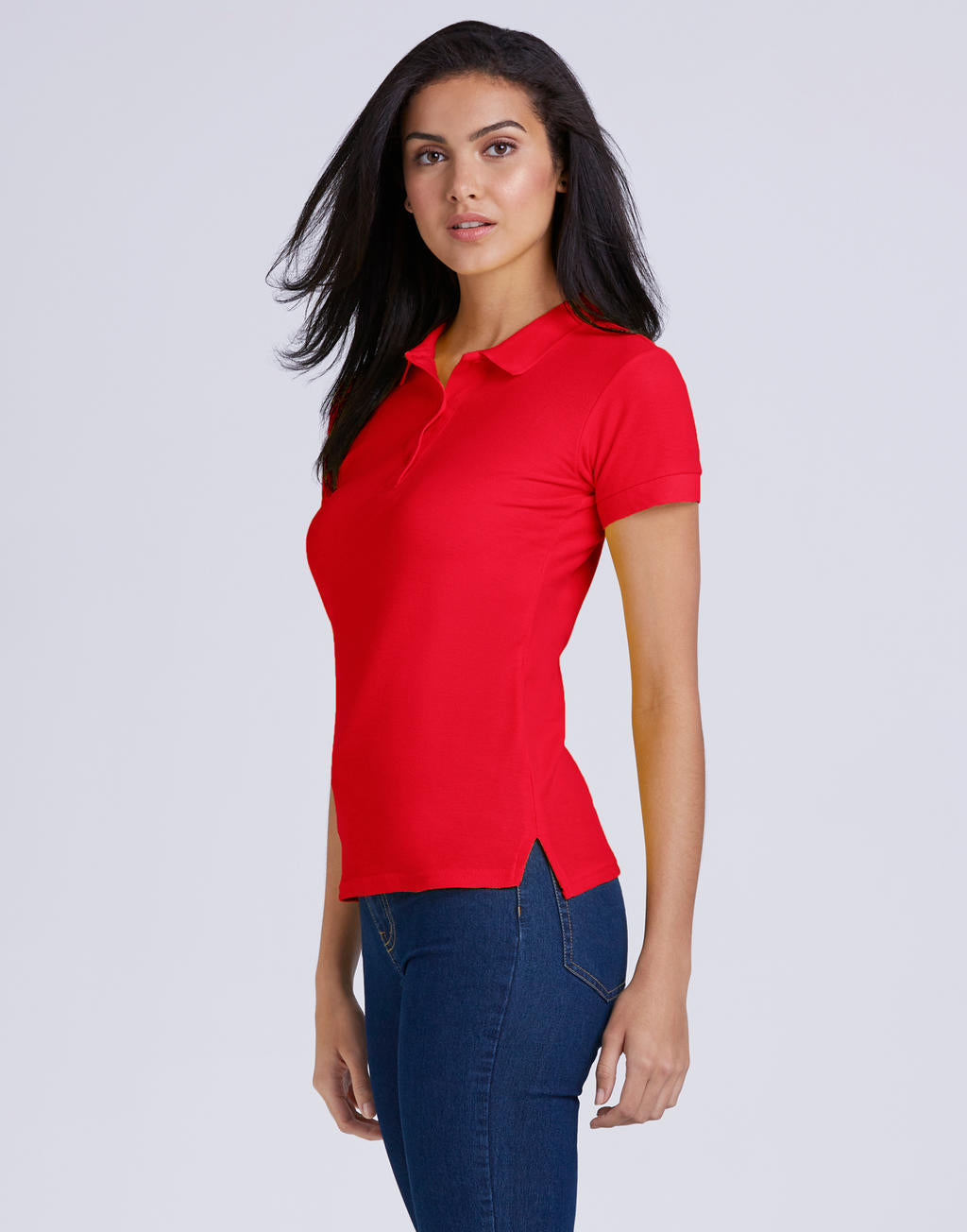  Premium Cotton Ladies' Double Piqué Polo in Farbe White