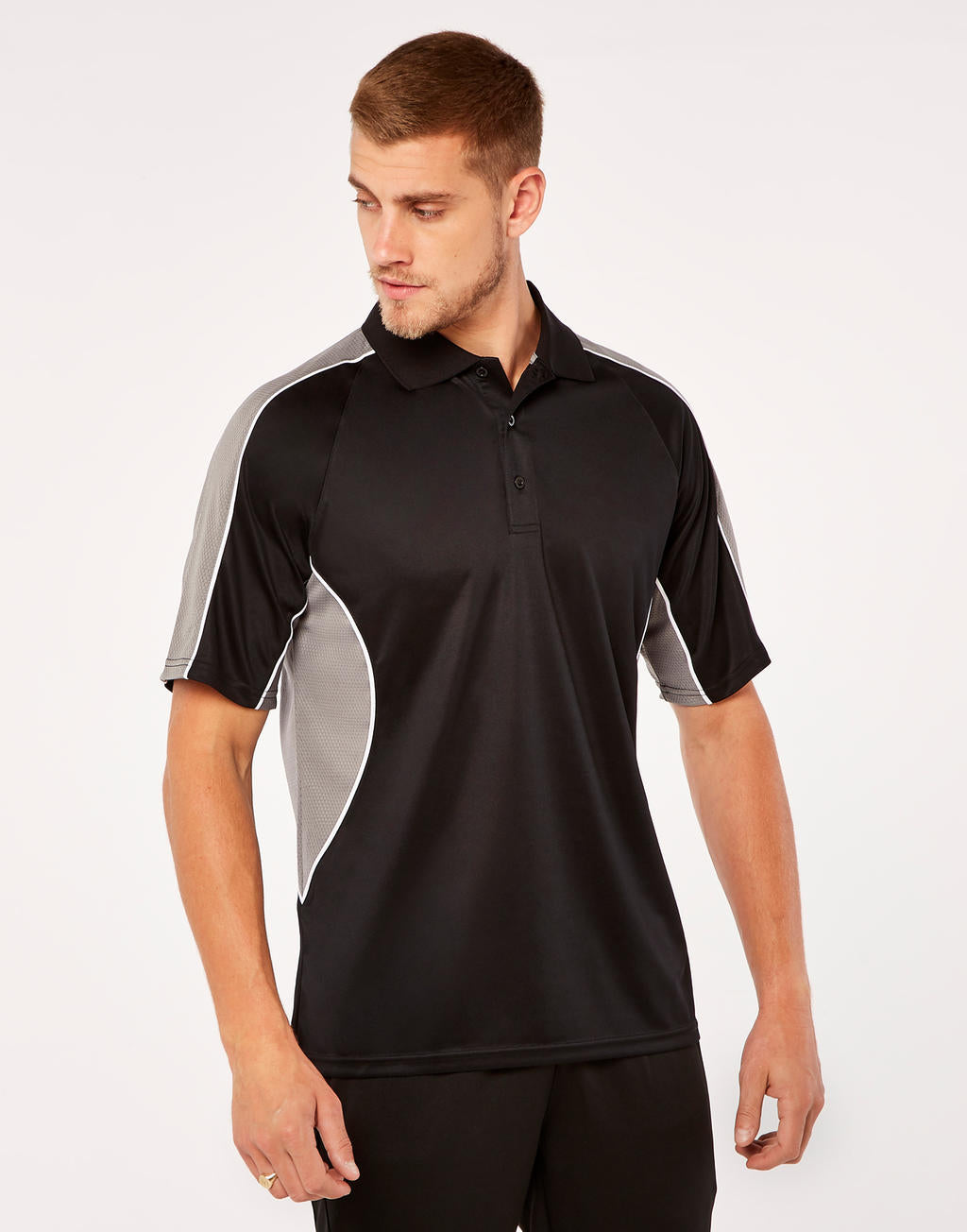  Classic Fit Cooltex® Contrast Polo Shirt in Farbe Black/Grey