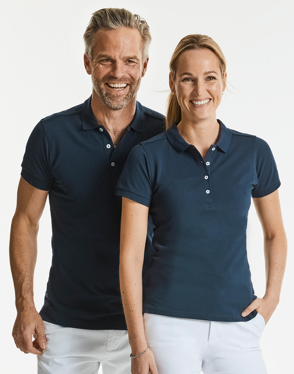  Men's Fitted Stretch Polo in Farbe White