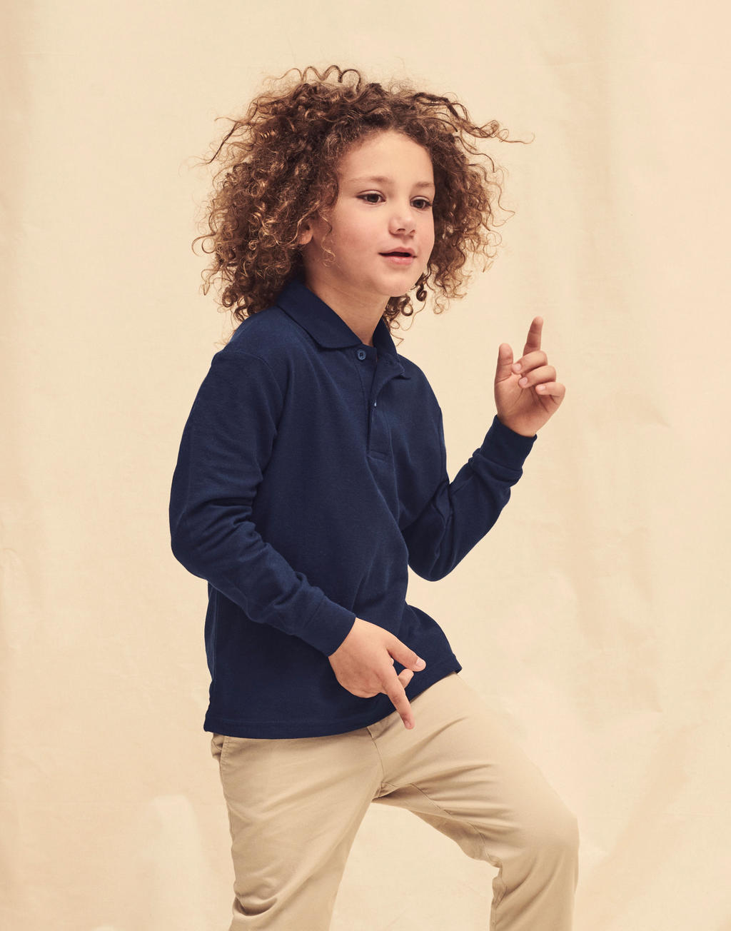  Kids' 65/35 Long Sleeve Polo in Farbe White