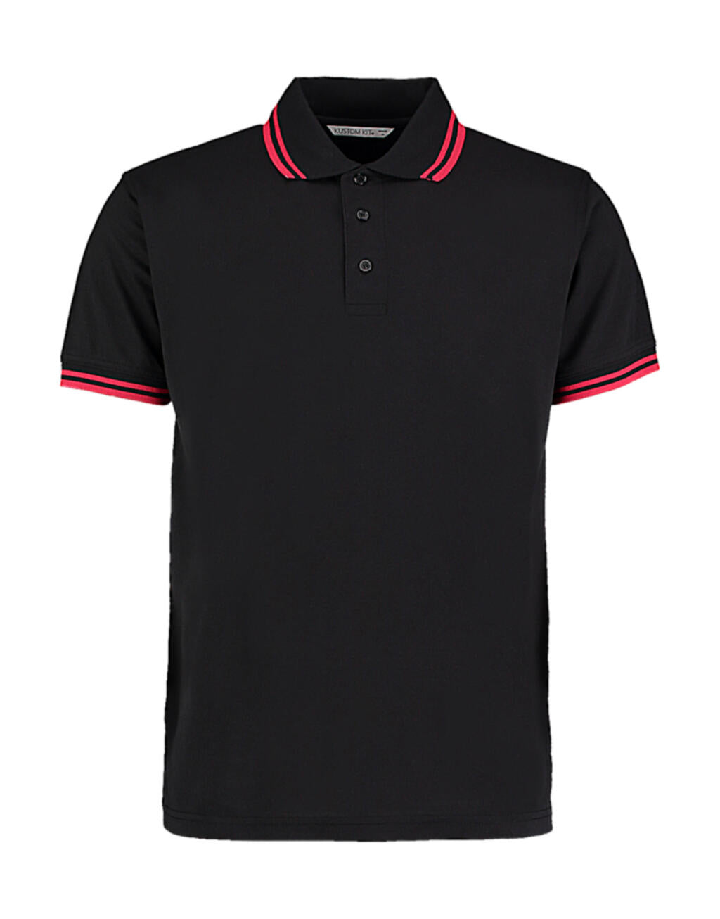 Classic Fit Tipped Collar Polo in Farbe Black/Red
