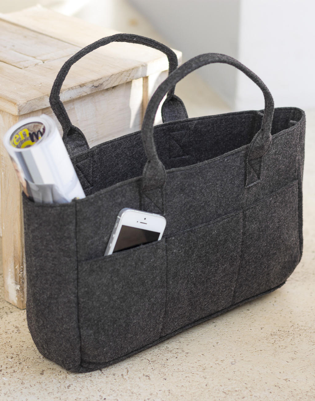  Pocket Felt Shopper in Farbe Charcoal Melange