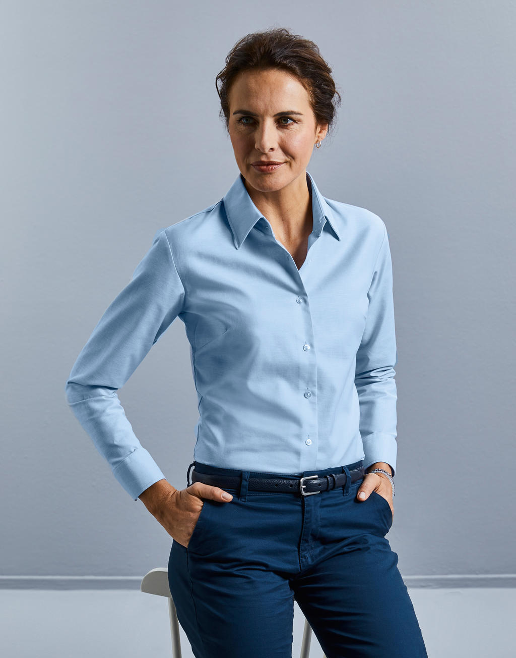  Ladies' Classic Oxford Shirt LS in Farbe White