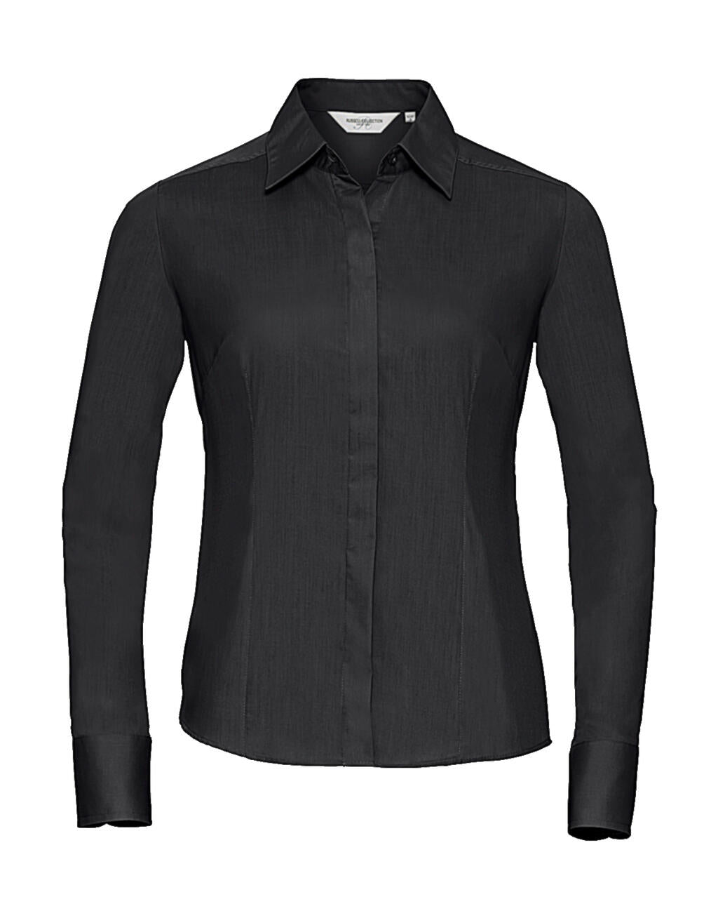  Ladies' LS Fitted Poplin Shirt in Farbe Black