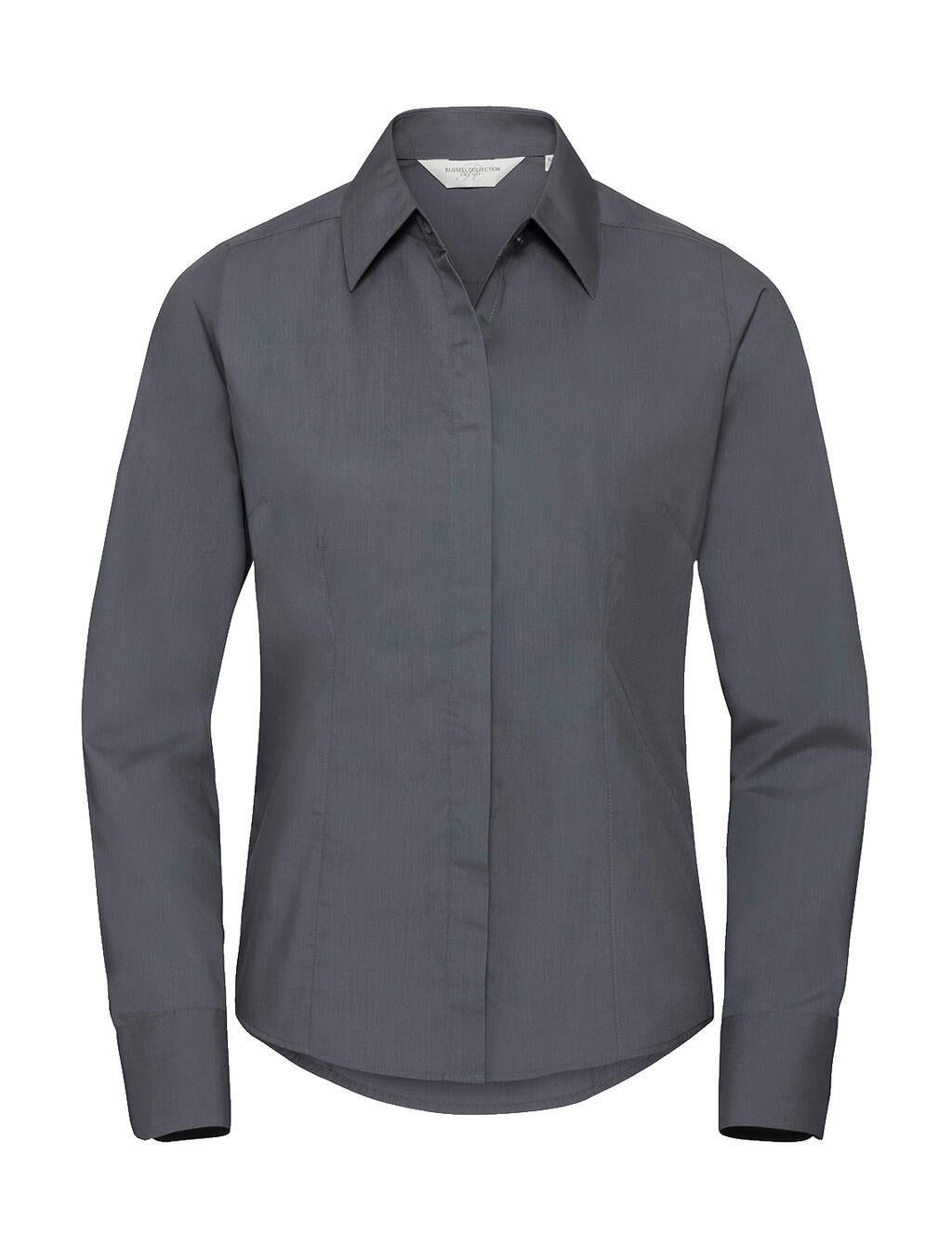  Ladies' LS Fitted Poplin Shirt in Farbe Convoy Grey