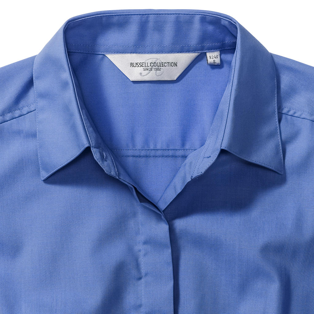  Ladies' LS Fitted Poplin Shirt in Farbe White