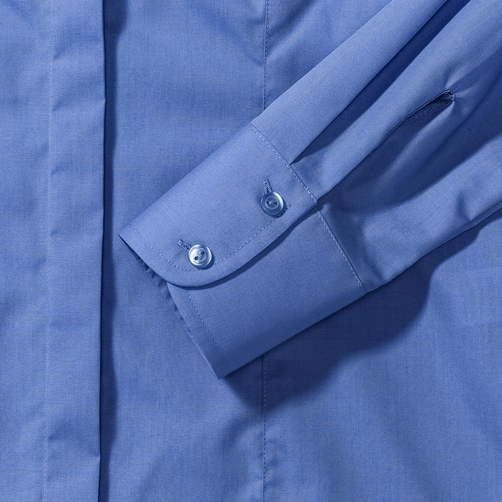  Ladies' LS Fitted Poplin Shirt in Farbe White