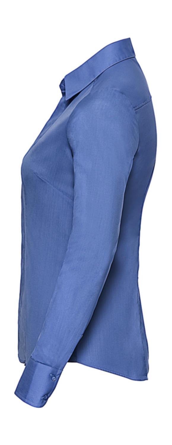  Ladies' LS Fitted Poplin Shirt in Farbe White