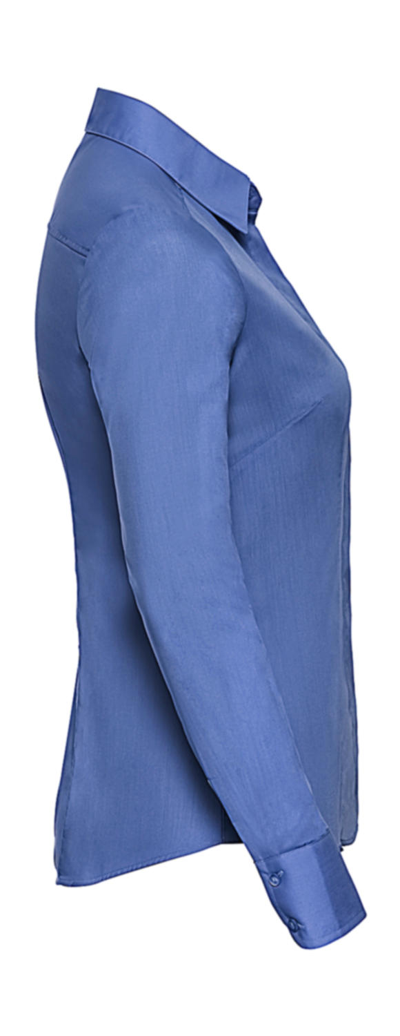  Ladies' LS Fitted Poplin Shirt in Farbe White