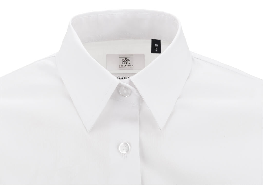  Black Tie LSL/women Poplin Shirt in Farbe White