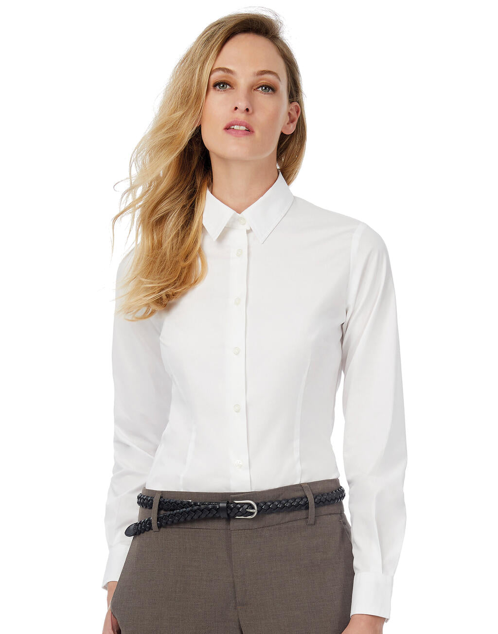  Black Tie LSL/women Poplin Shirt in Farbe White