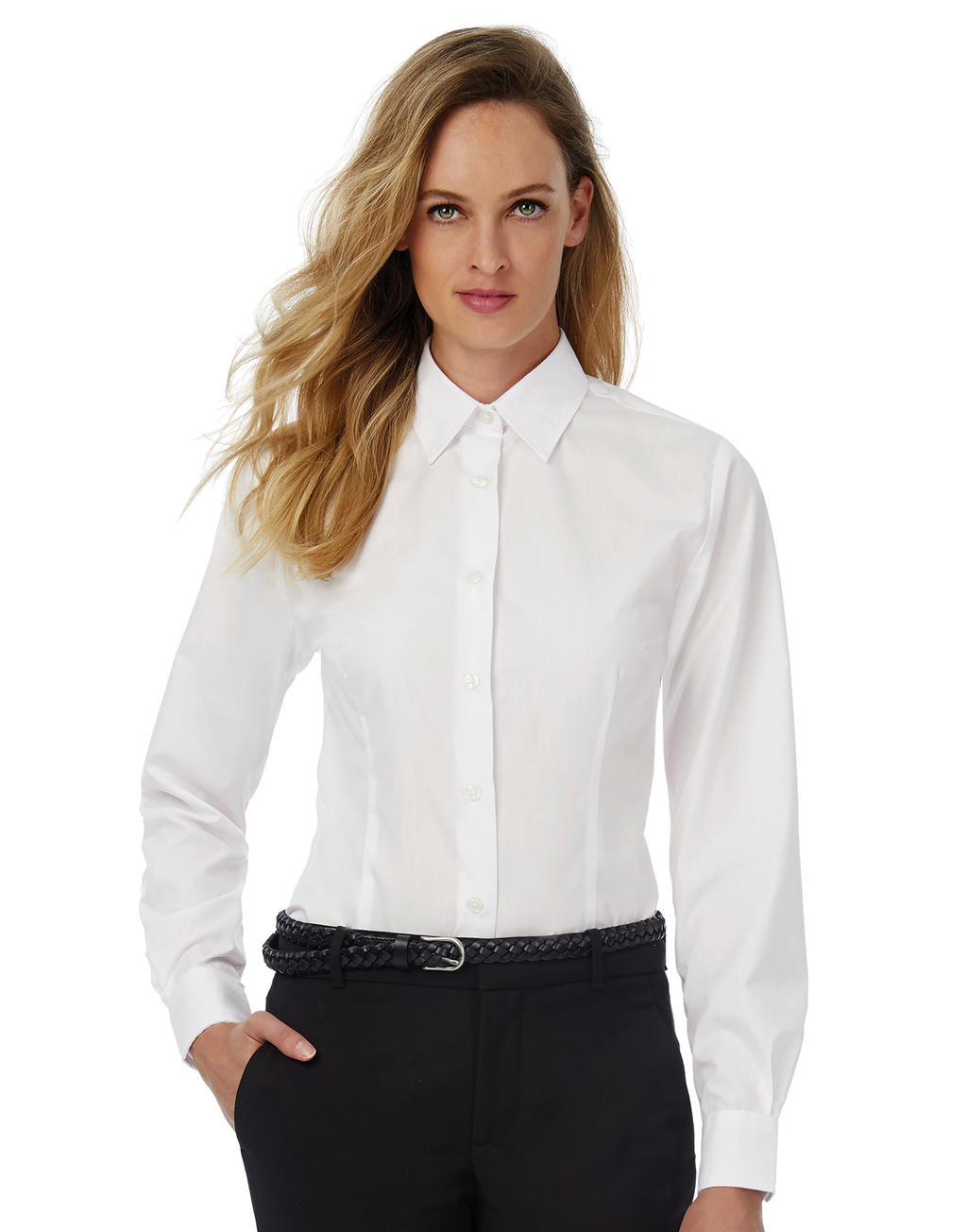  Smart LSL/women Poplin Shirt in Farbe White