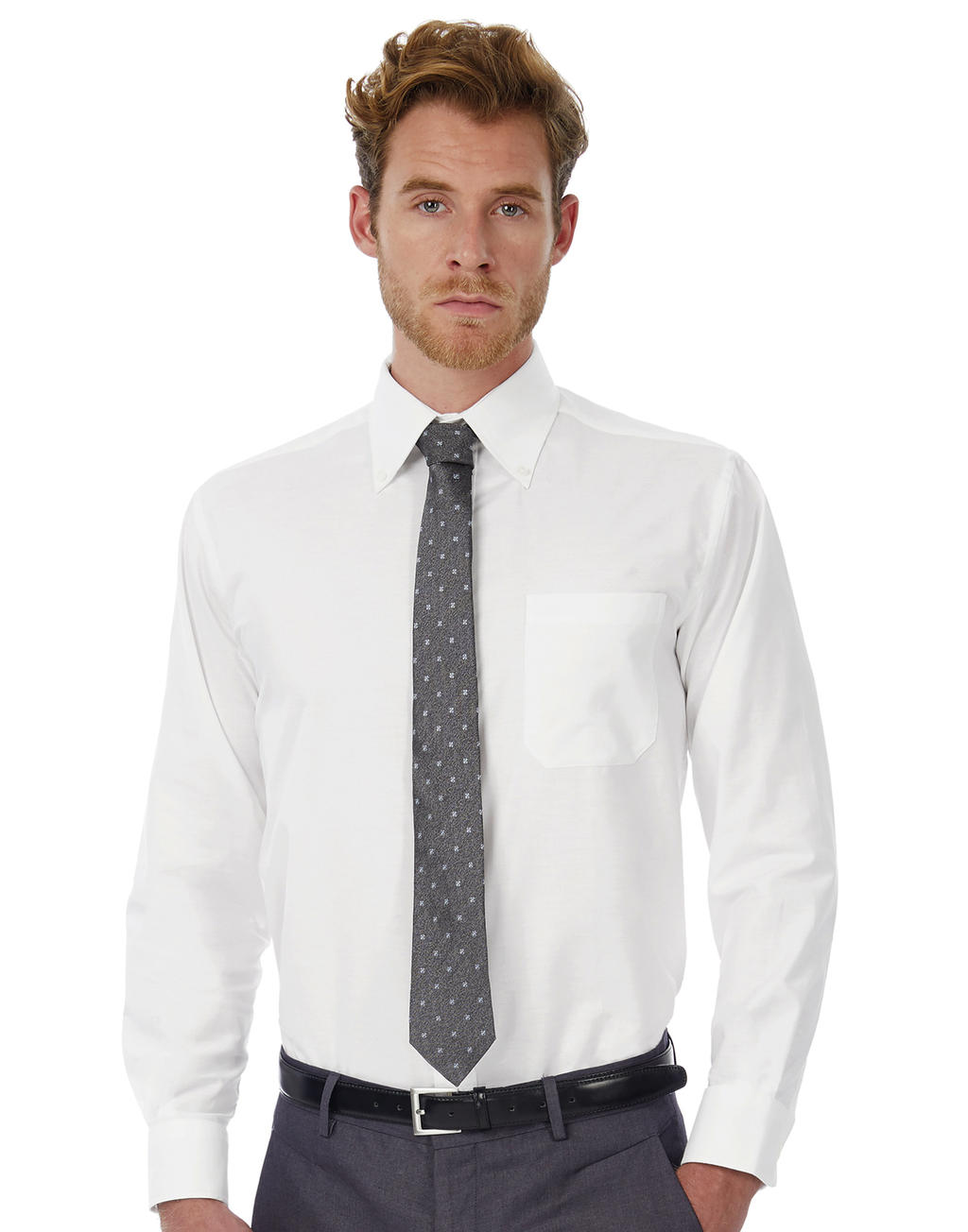  Oxford LSL/men Shirt in Farbe White