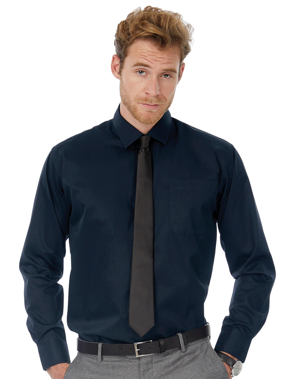  Sharp LSL/men Twill Shirt  in Farbe White