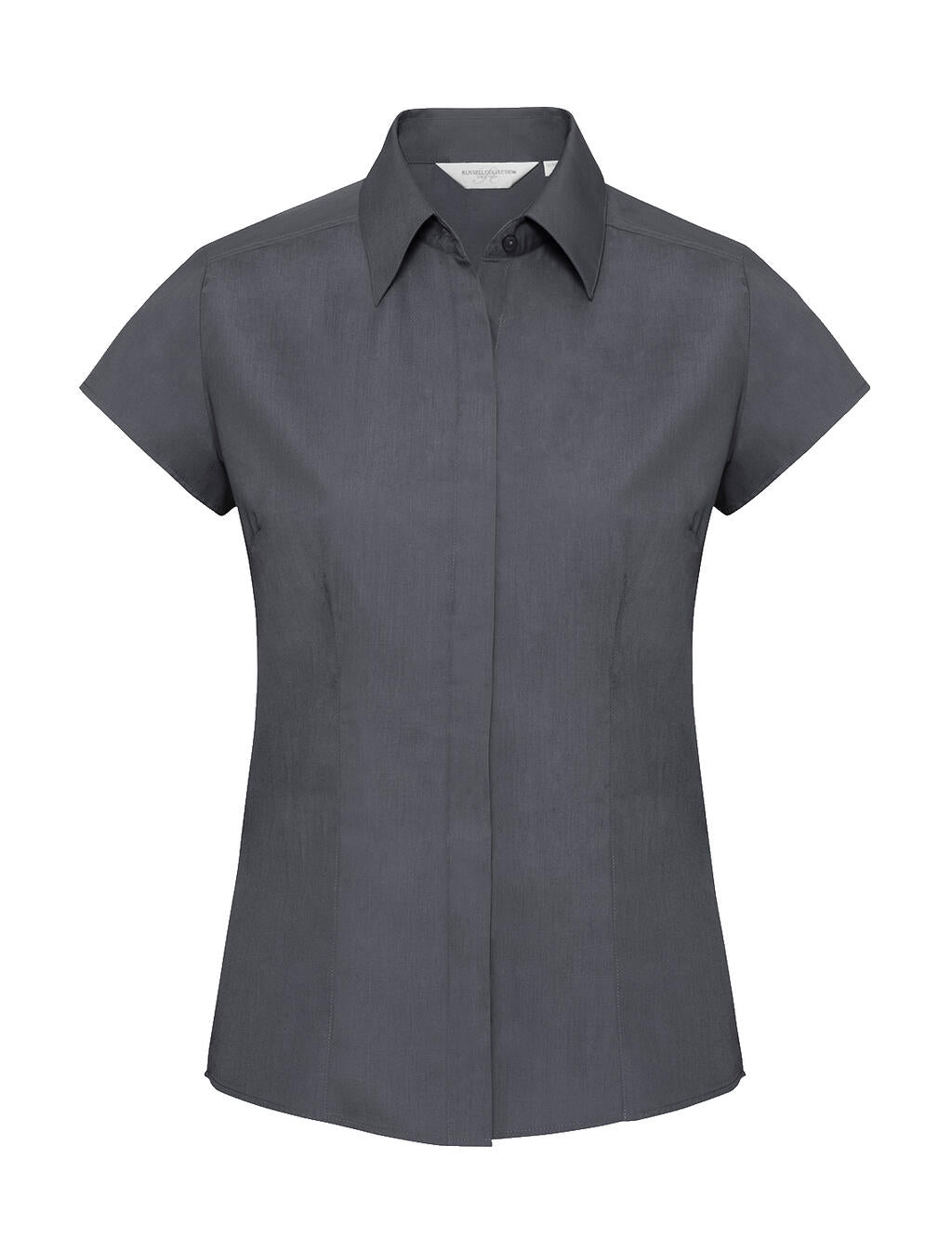  Ladies' Fitted Poplin Shirt in Farbe Convoy Grey