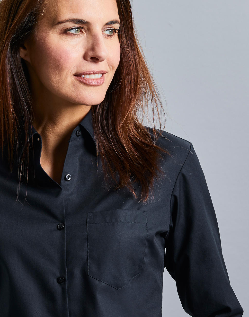  Ladies' Cotton Poplin Shirt LS in Farbe White