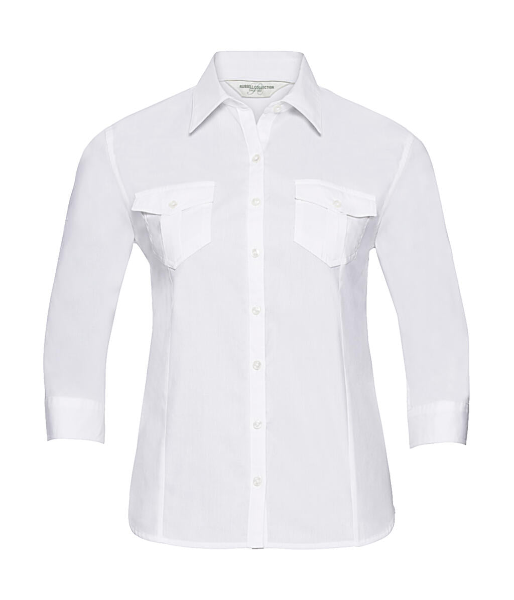  Ladies' Roll 3/4 Sleeve Shirt in Farbe White