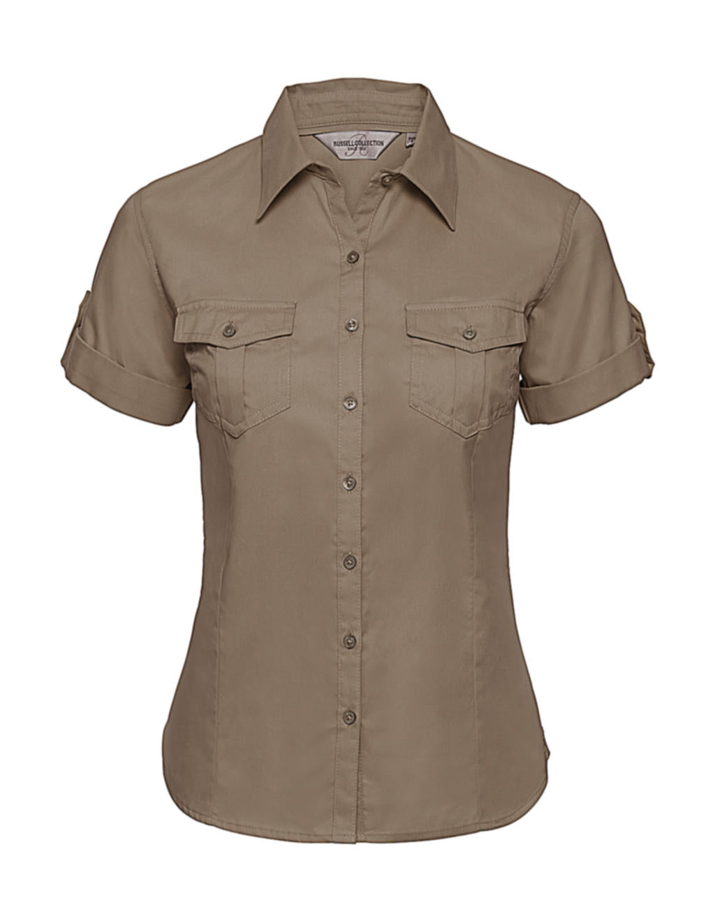  Ladies' Roll Sleeve Shirt in Farbe Khaki