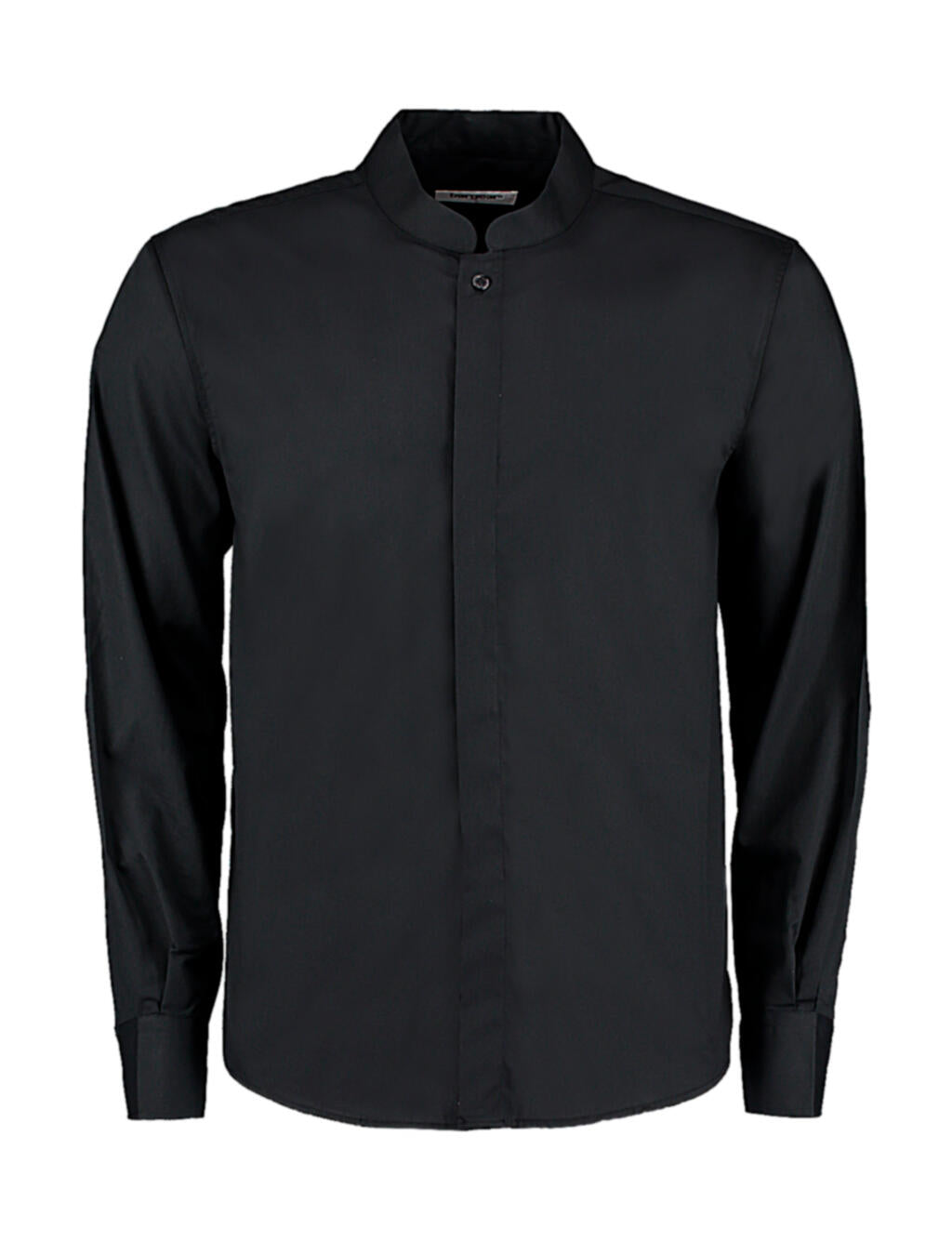  Tailored Fit Mandarin Collar Shirt in Farbe Black