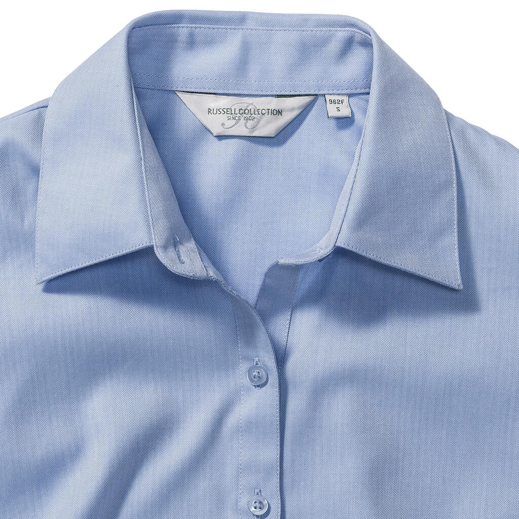  Ladies' LS Herringbone Shirt in Farbe White