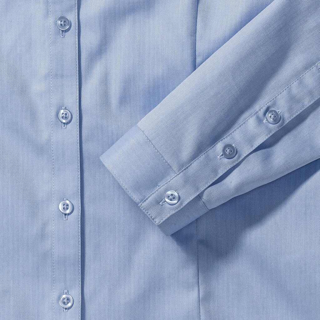  Ladies' LS Herringbone Shirt in Farbe White