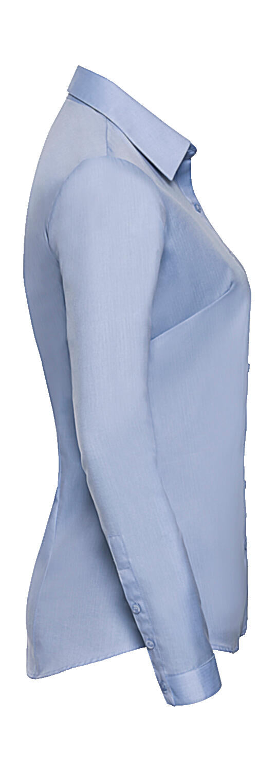  Ladies' LS Herringbone Shirt in Farbe White