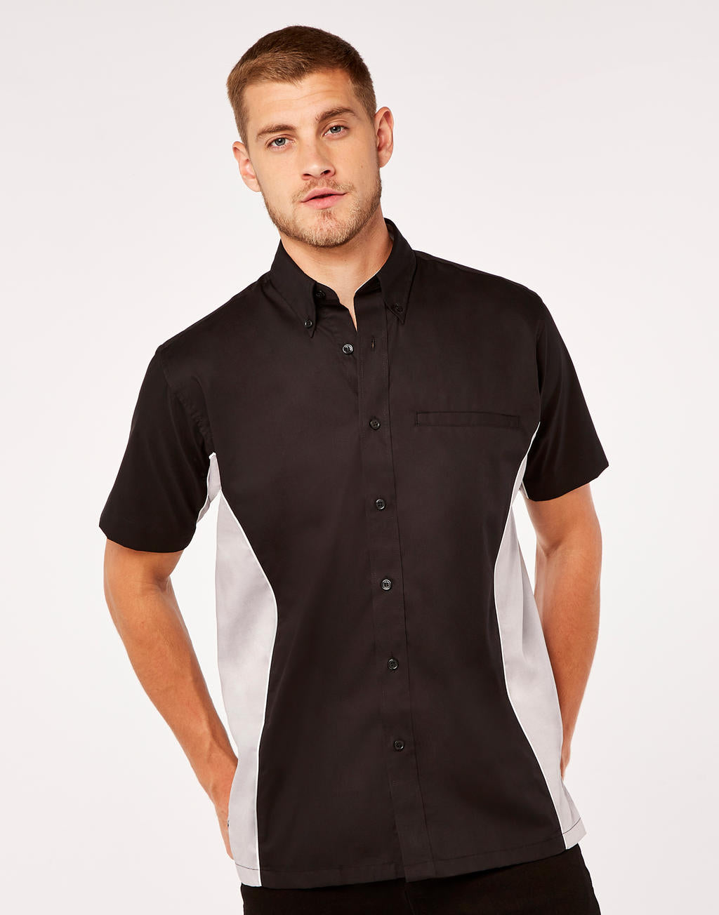  Classic Fit Sportsman Shirt SSL in Farbe Black/Lime/White