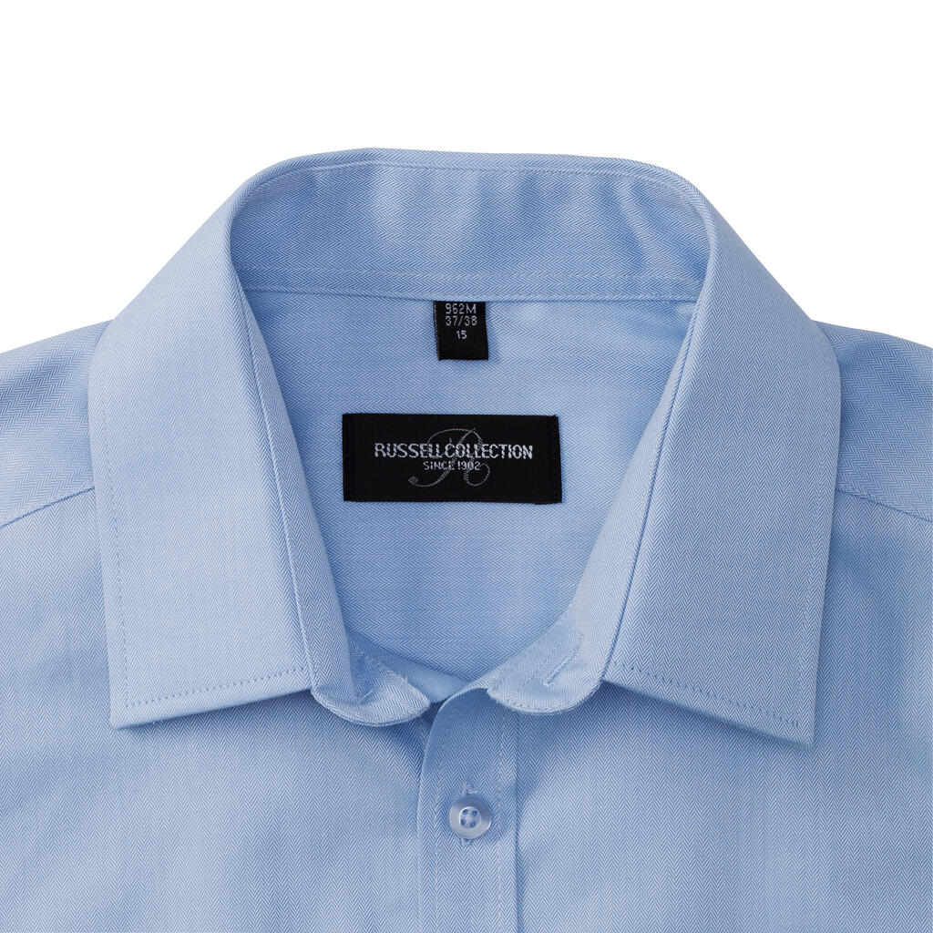  Men's LS Herringbone Shirt in Farbe White