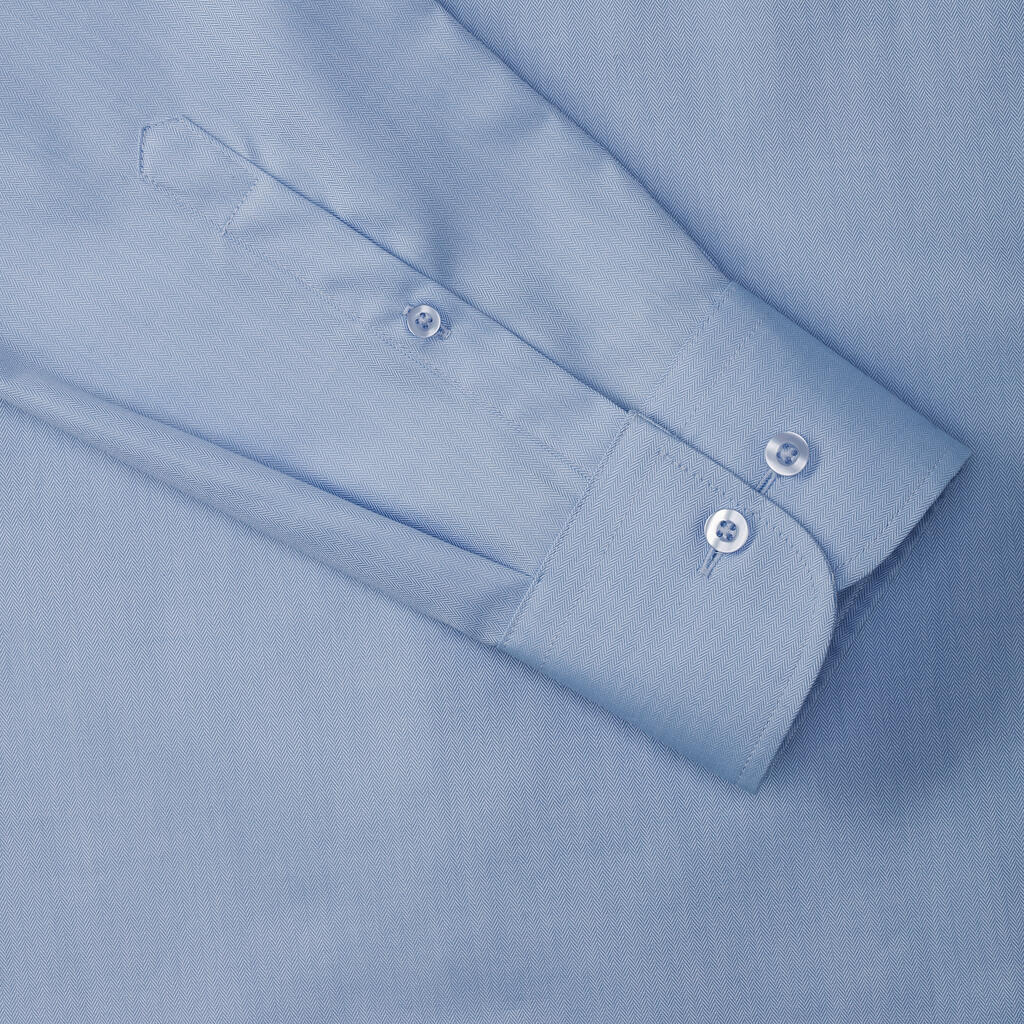 Men's LS Herringbone Shirt in Farbe White