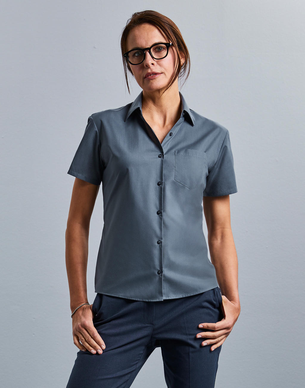  Ladies' Poplin Shirt in Farbe White