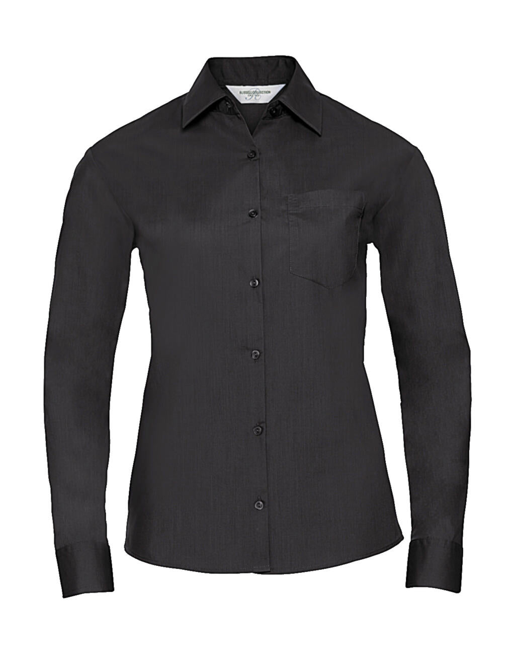  Ladies' LS Poplin Shirt in Farbe Black