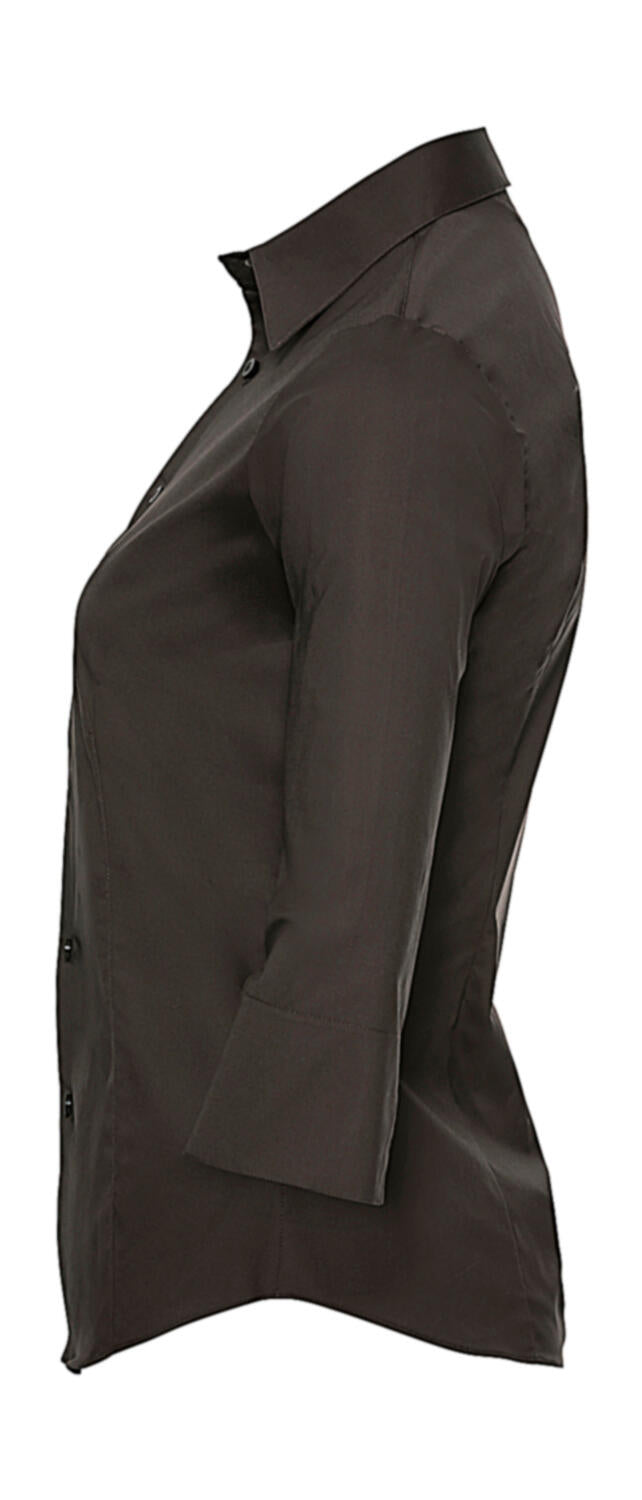  Ladies' 3/4 Sleeve Easy Care Fitted Shirt in Farbe White
