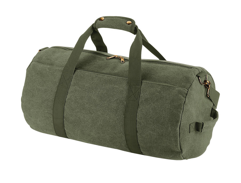  Vintage Canvas Barrel Bag in Farbe Vintage Military Green