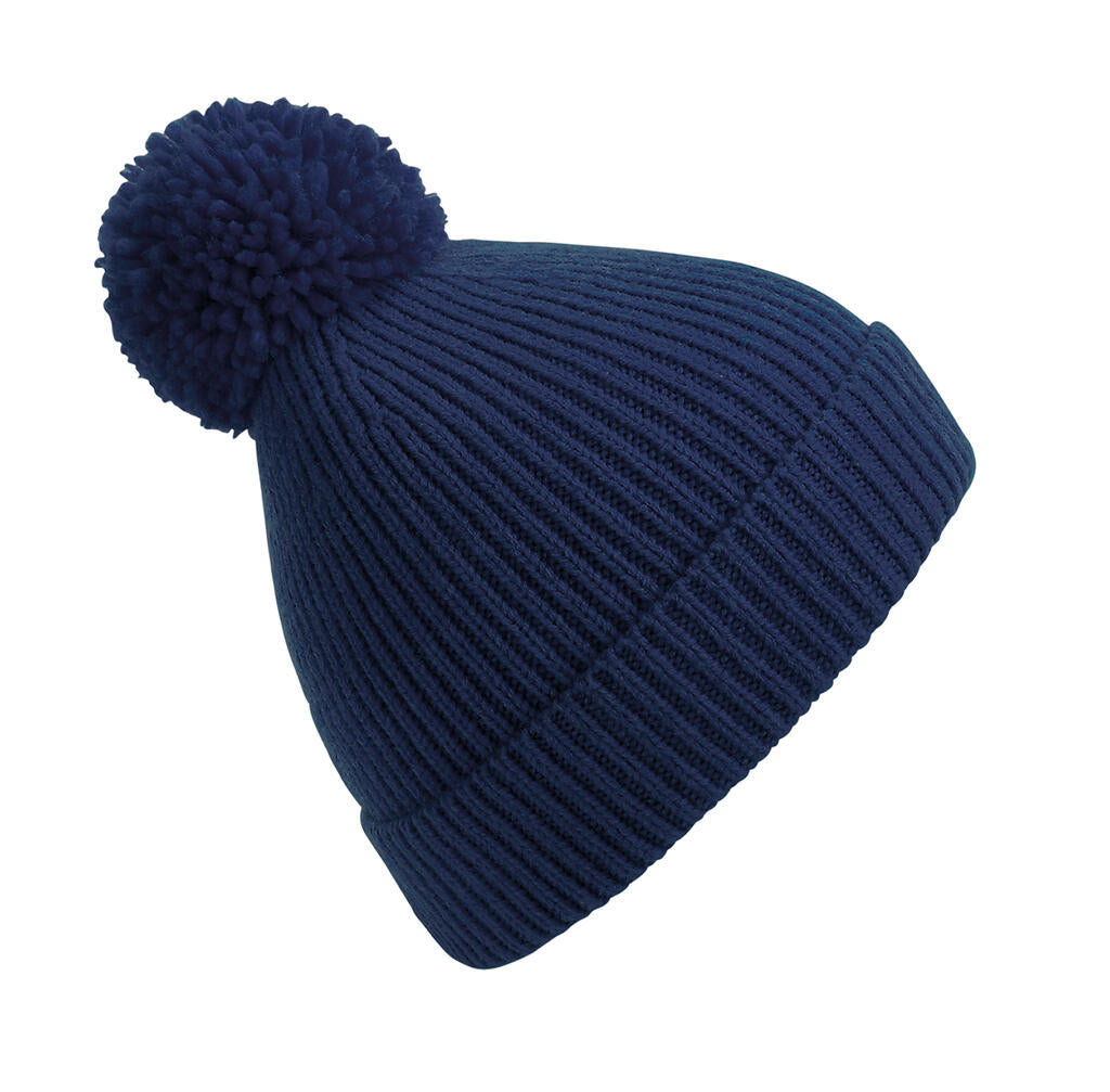  Engineered Knit Ribbed Pom Pom Beanie in Farbe Oxford Navy