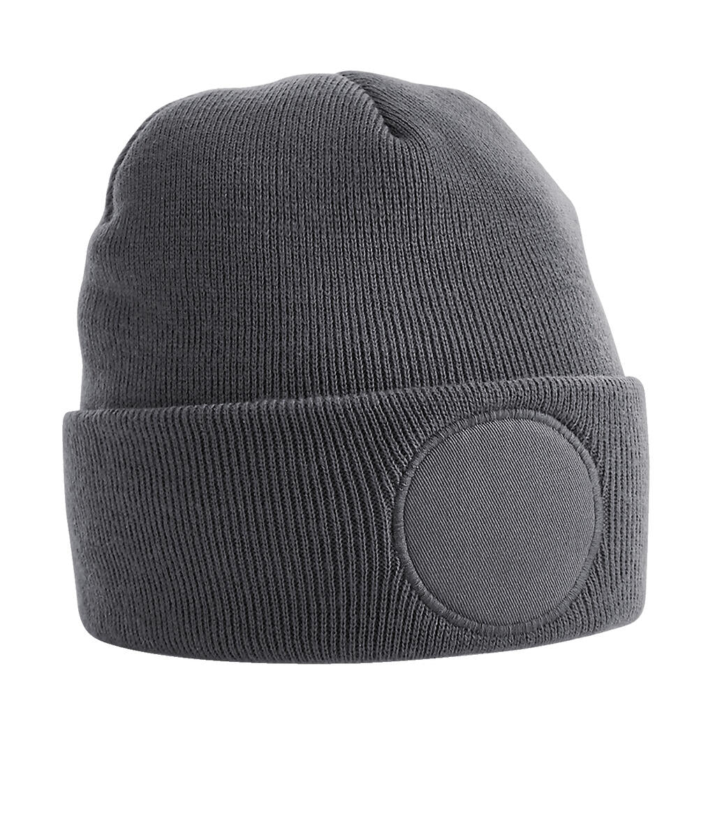  Circular Patch Beanie in Farbe Graphite Grey