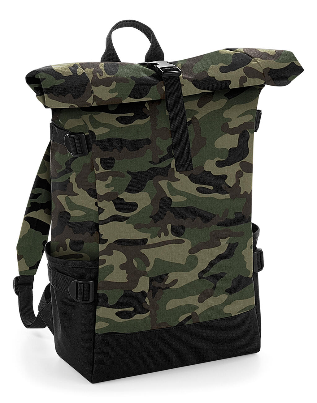  Block Roll-Top Backpack in Farbe Black/Black