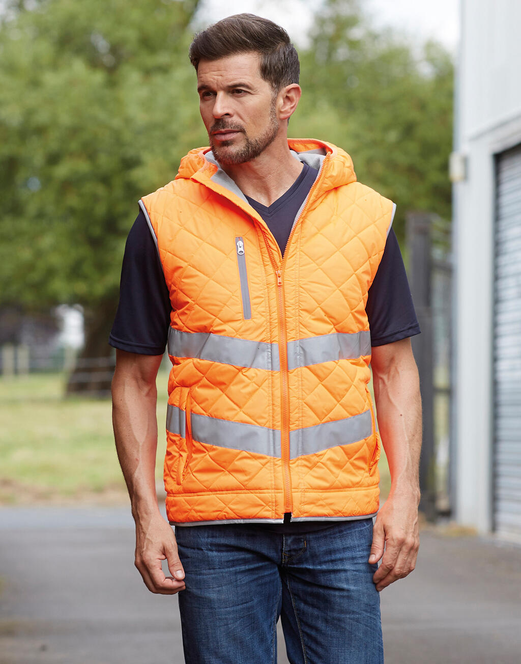  Fluo Kensington Hooded Gilet  in Farbe Fluo Orange