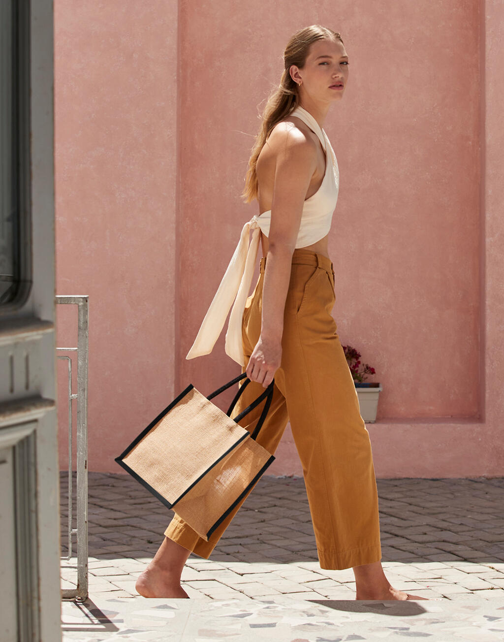 Natural Starched Jute Midi Tote - ShirtStore