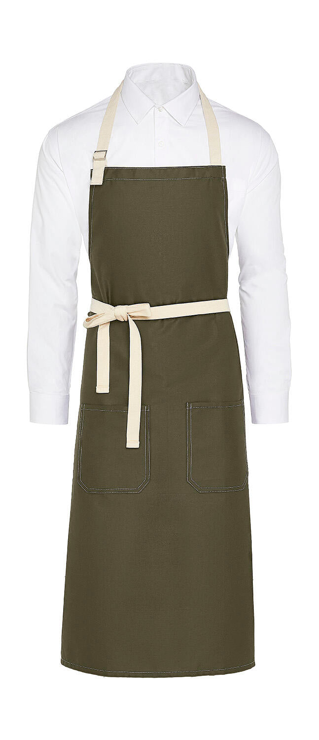 SANTORINI - Contrasted Bib Apron with Pocket - ShirtStore