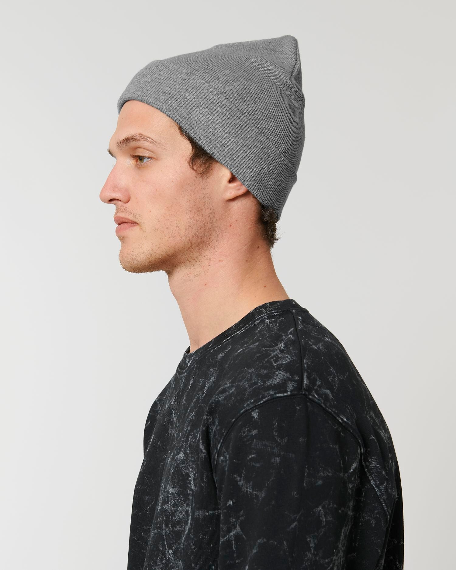  Rib Beanie in Farbe Mid Heather Grey